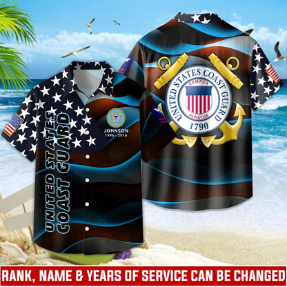 US Coast Guard – Hawaiian Shirt – Starfield Wave Shirt