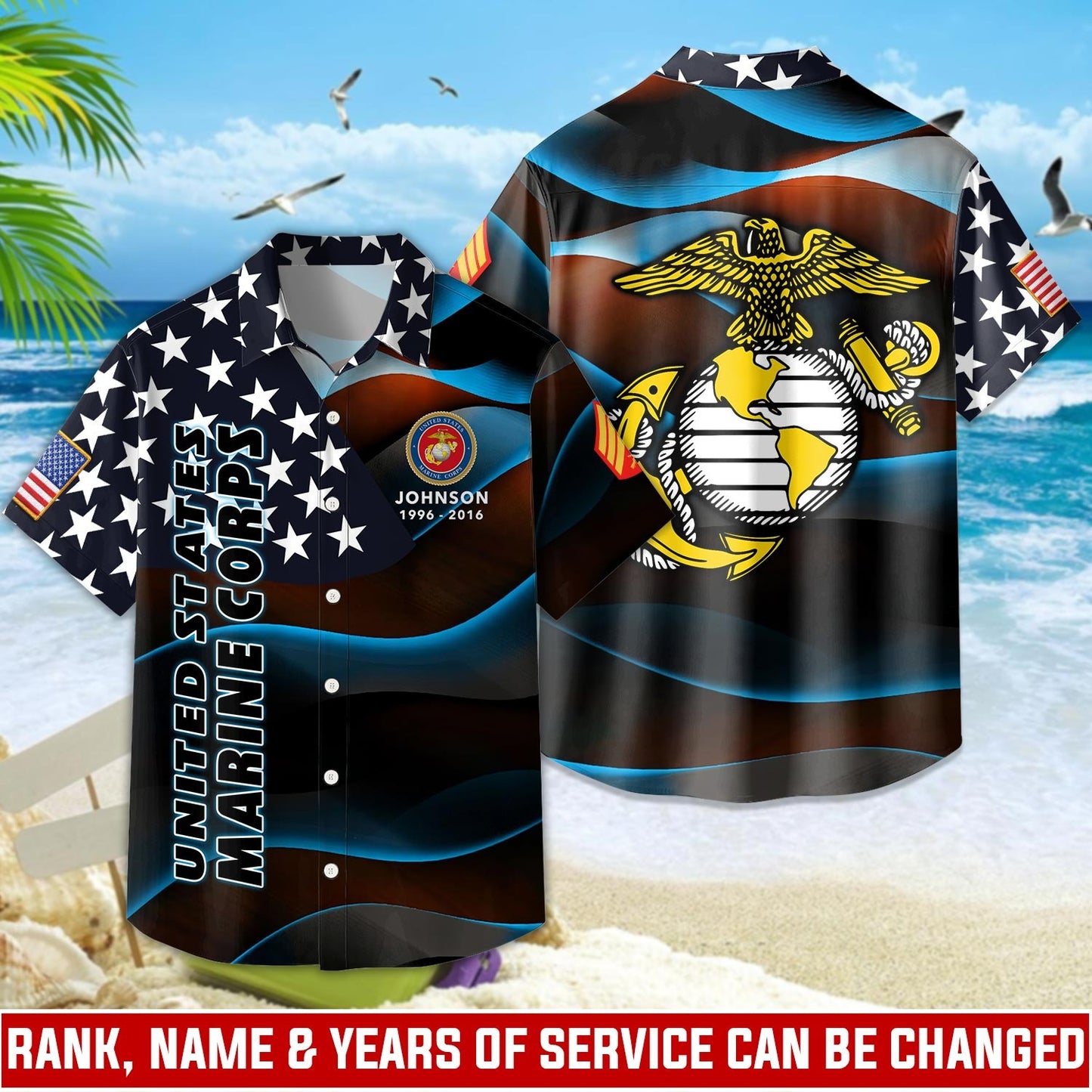 US Marine Corps – Hawaiian Shirt – Starfield Wave Shirt