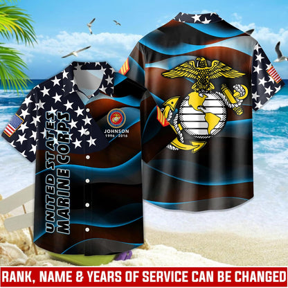 US Marine Corps – Hawaiian Shirt – Starfield Wave Shirt