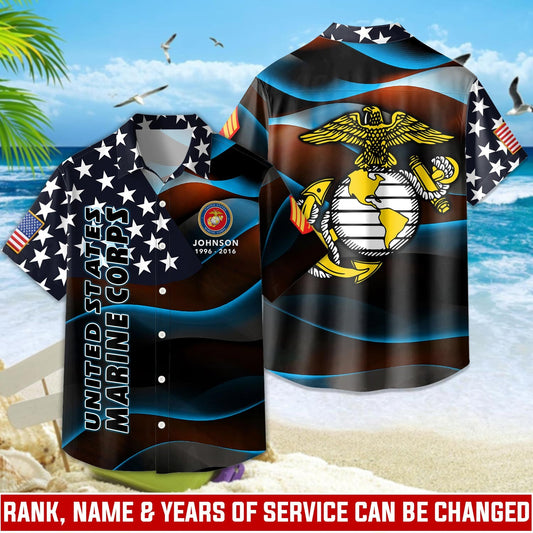 US Marine Corps – Hawaiian Shirt – Starfield Wave Shirt