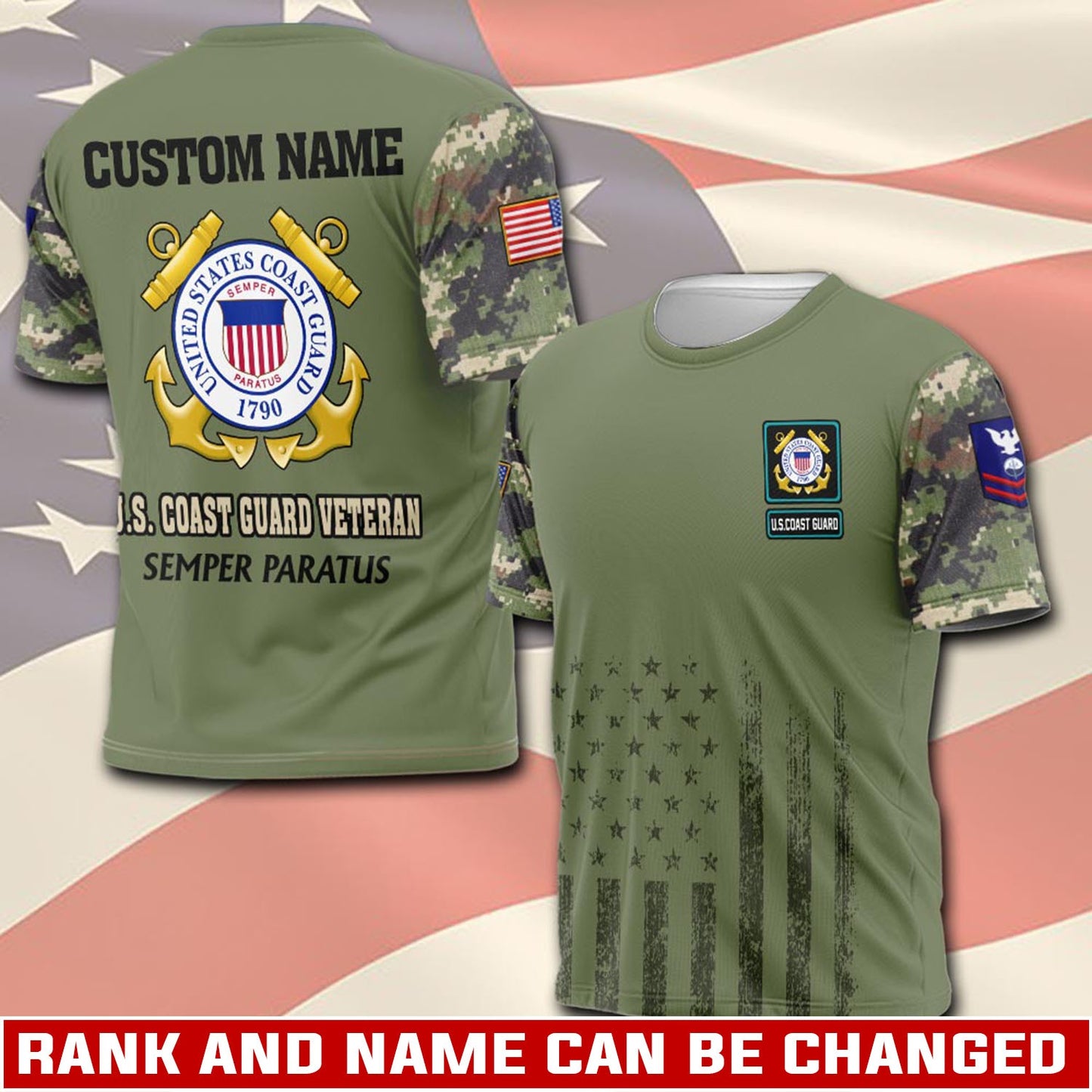 U.S Coast Guard – T-shirt – Camo Sleeve Heritage