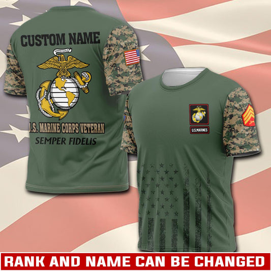 U.S Marine Corps – T-shirt – Camo Sleeve Heritage