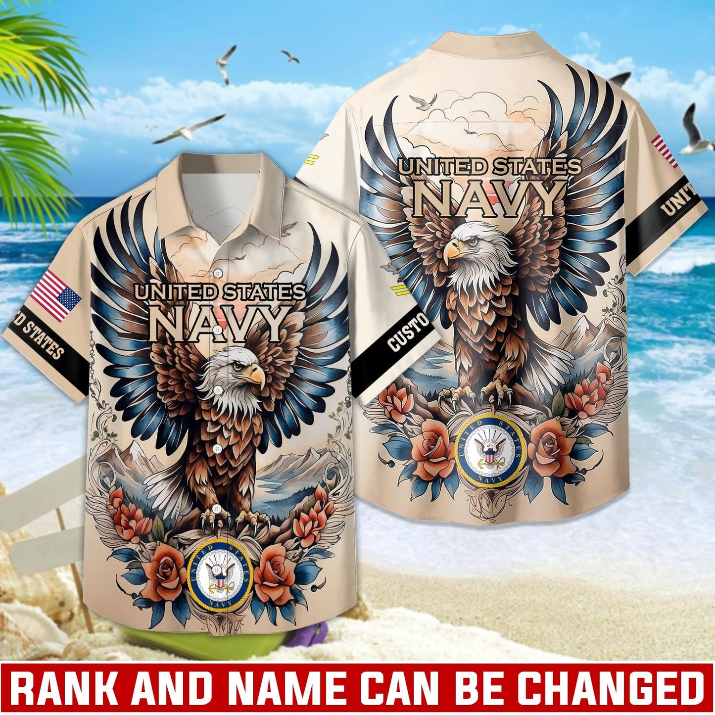 US Navy – Hawaiian Shirt –  American Bald Eagle