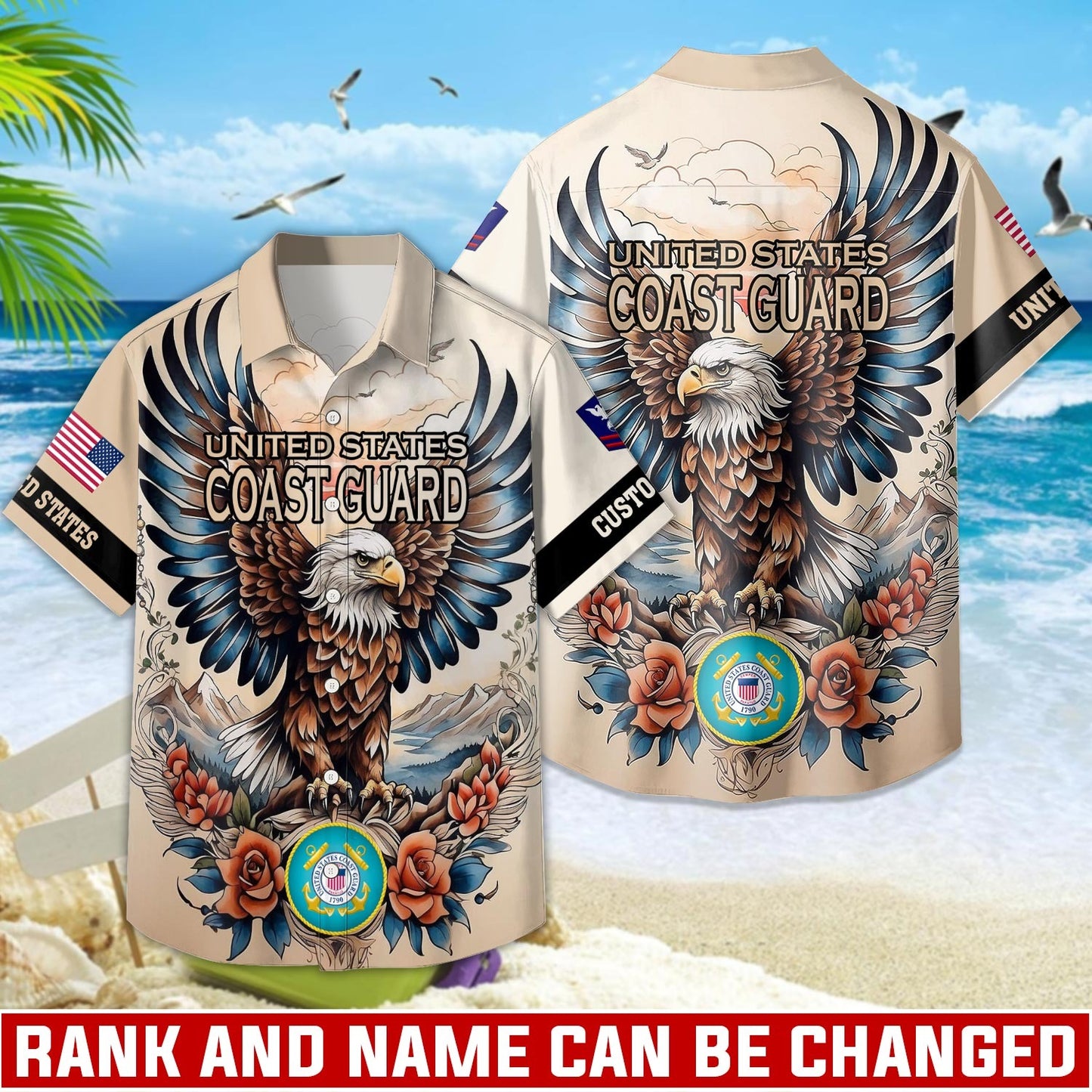 US Coast Guard – Hawaiian Shirt –  American Bald Eagle