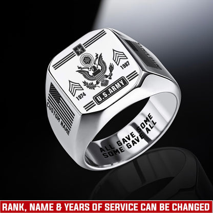 US Army – Engraved Men's Ring – Service Insignia Crest