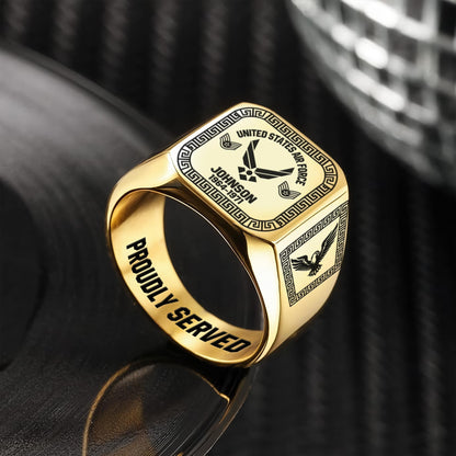 US Air Force – Engraved Men's Ring – Heritage Greek Crest