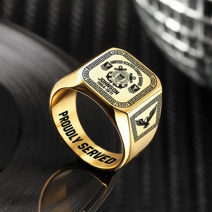 US Coast Guard – Engraved Men's Ring –  Heritage Greek Crest