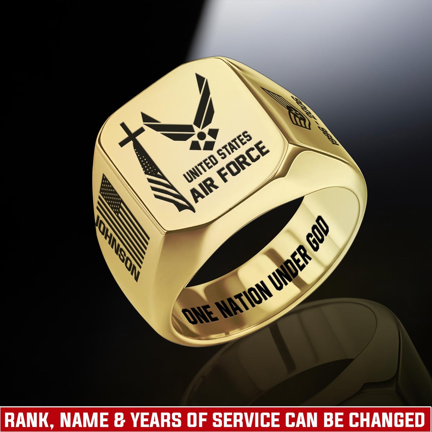 US Air Force – Engraved Men's Ring – Sacred Honor Signet
