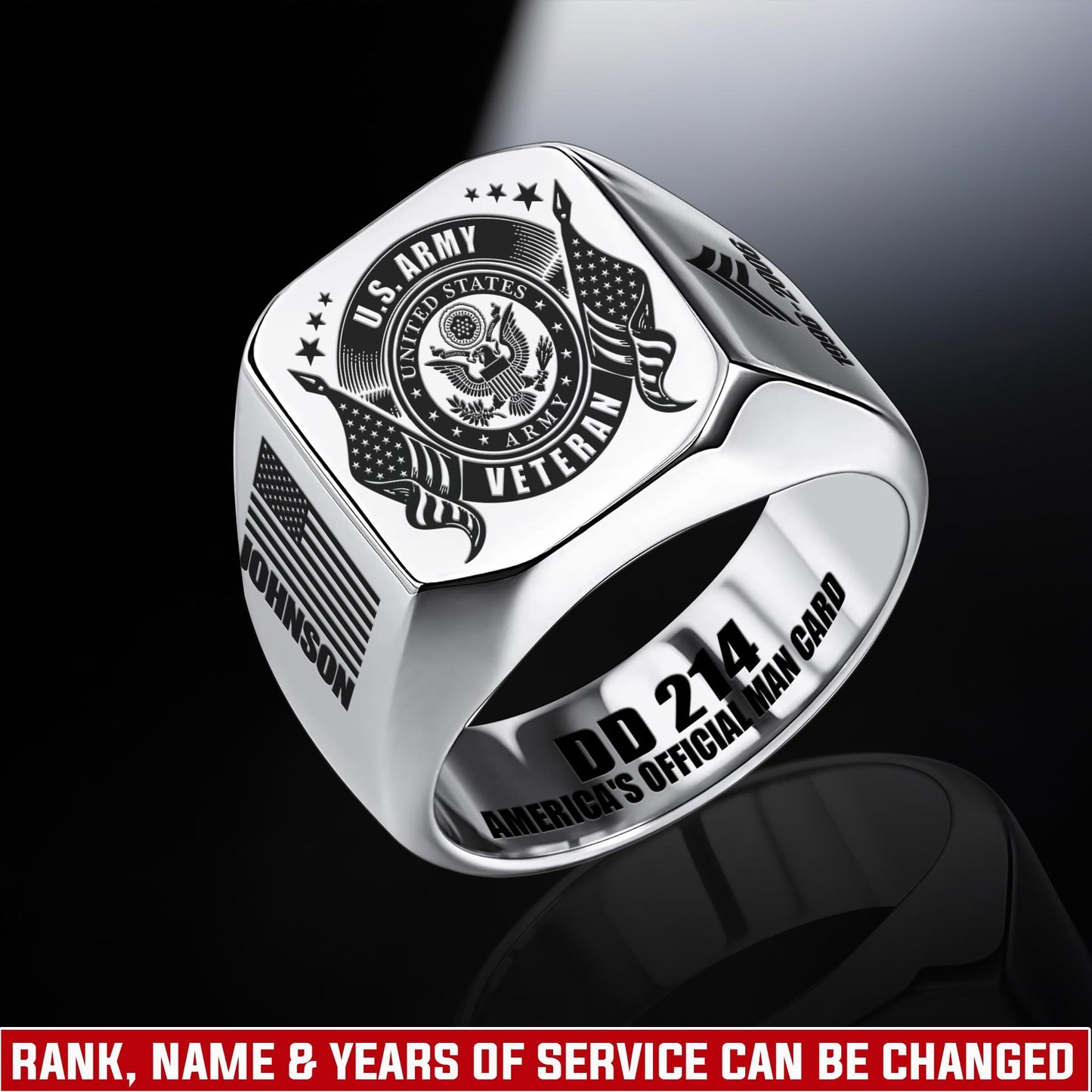 US Army – Engraved Men's Ring – Veteran Honor Signet