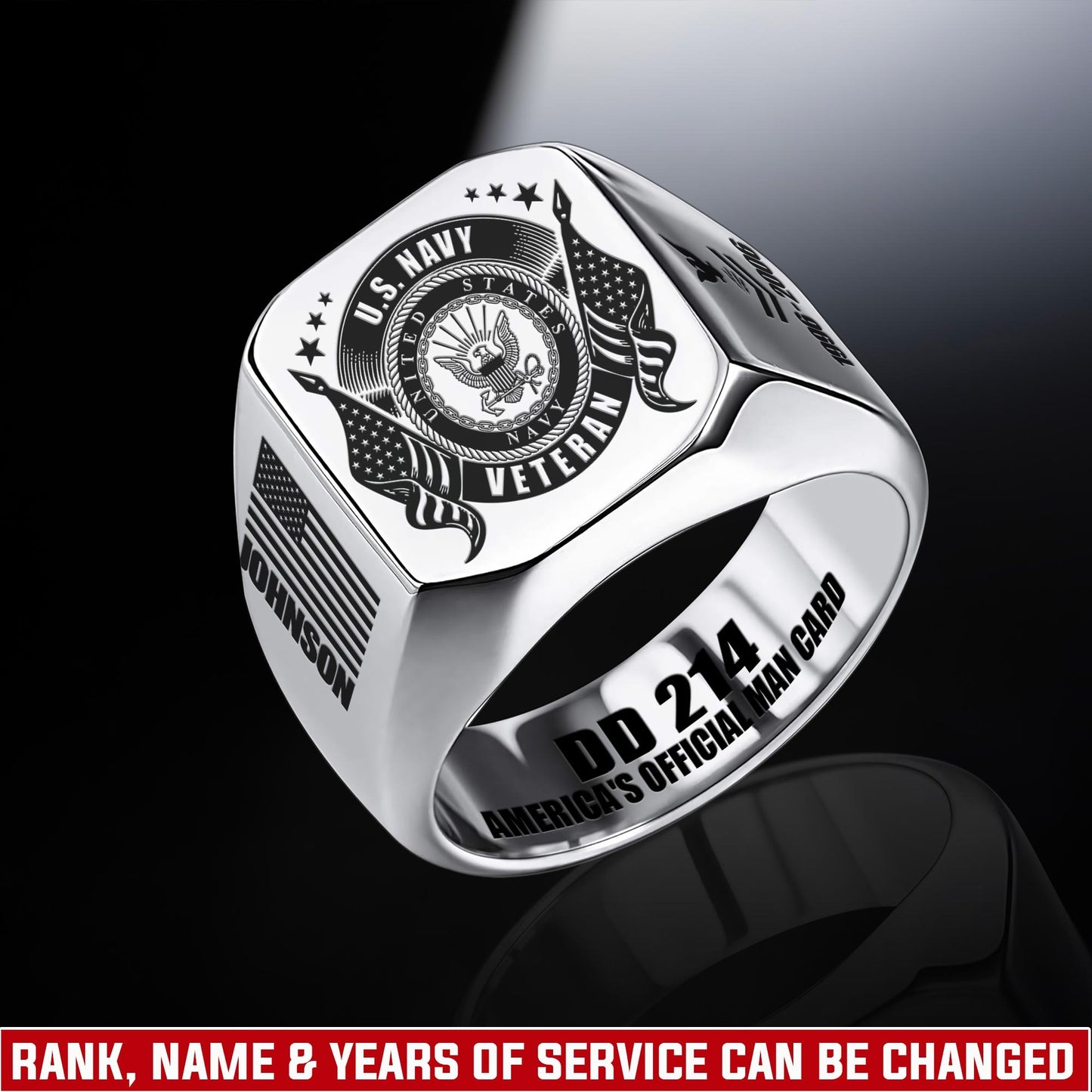 US Navy – Engraved Men's Ring – Veteran Honor Signet