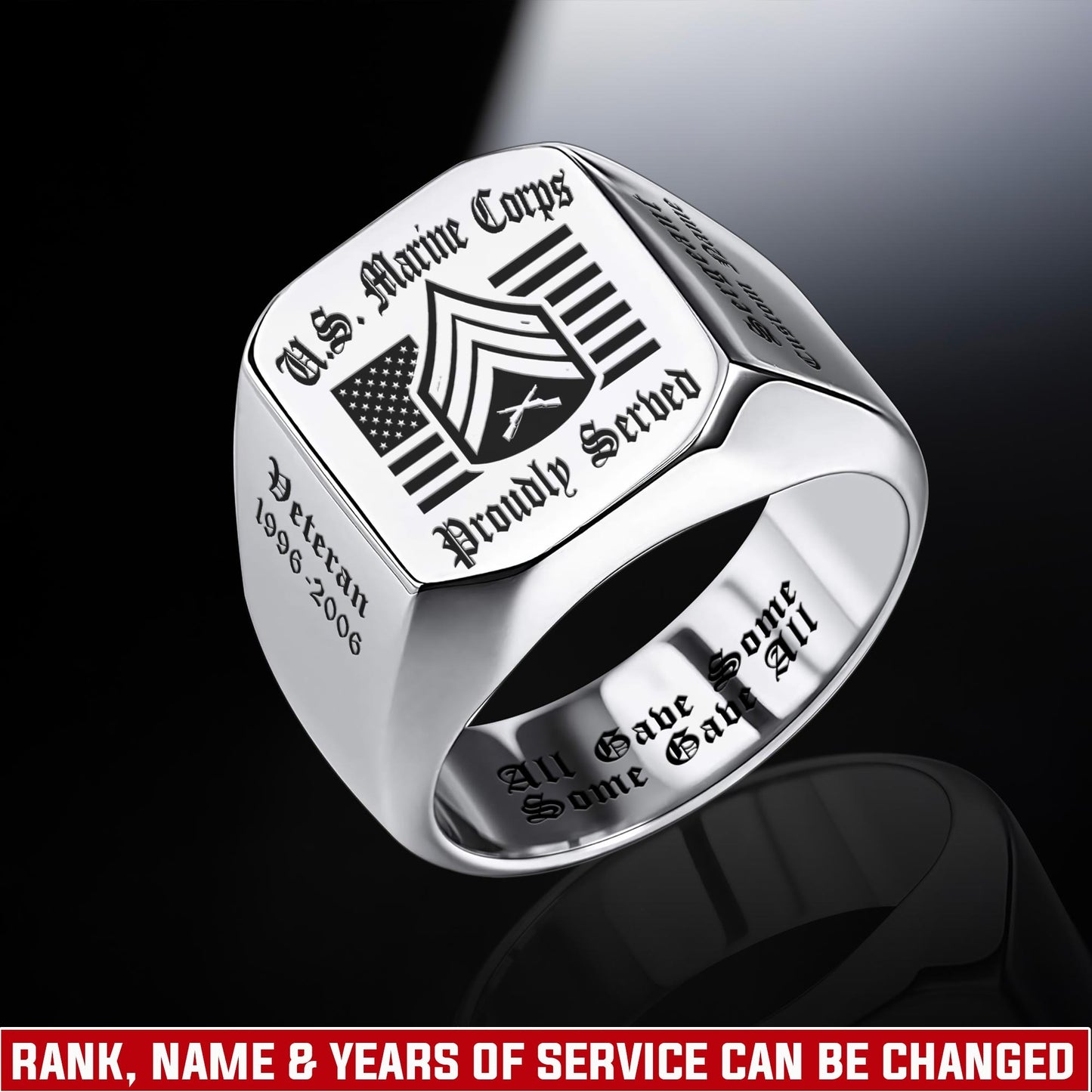US Marine Corps – Engraved Men's Ring –  Proud Service Crest