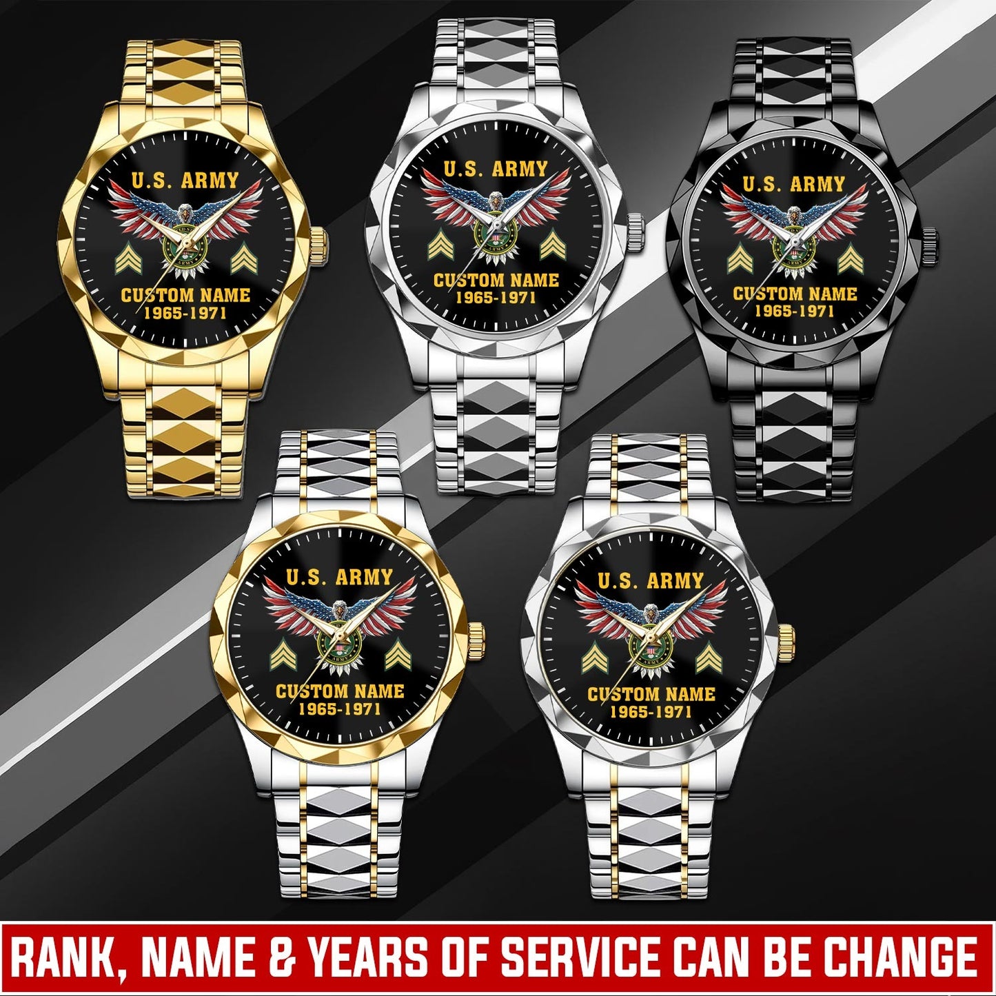 US Army – Diamond-Cut Bezel Watch – Eagle Honor Dial
