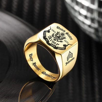 US Army – Engraved Men's Ring – Heritage Military Crest