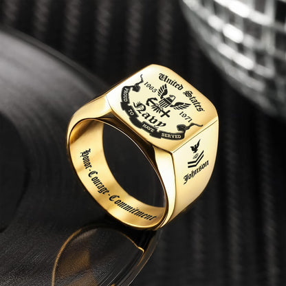 US Navy – Engraved Men's Ring – Heritage Military Crest