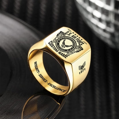 US Air Force – Engraved Men's Ring – Veteran Heritage Seal
