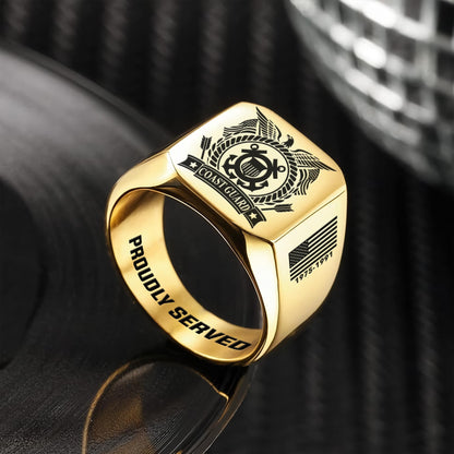 US Coast Guard – Engraved Men's Ring – Classic Military Signet