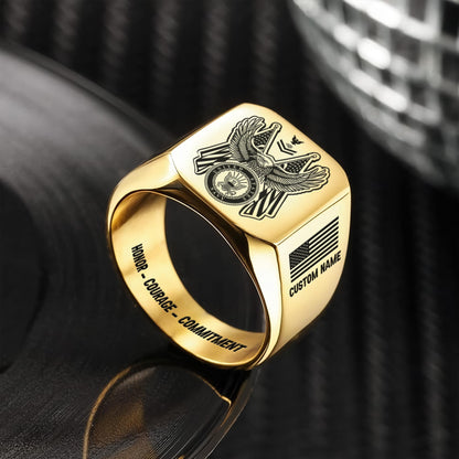 US Navy – Engraved Men's Ring – Honor Guard Eagle