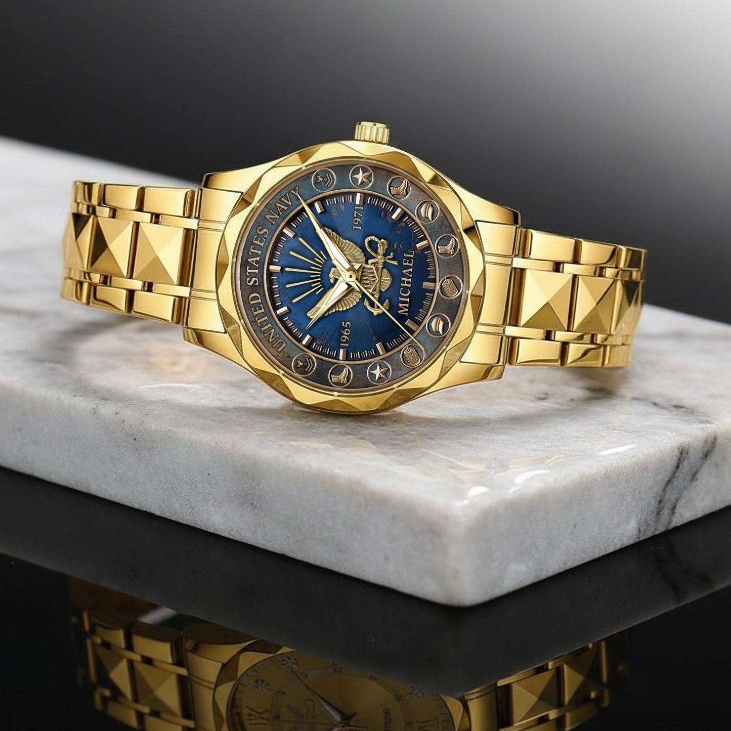 US Navy – Diamond-Cut Bezel Watch – Patriot Guardian Dial