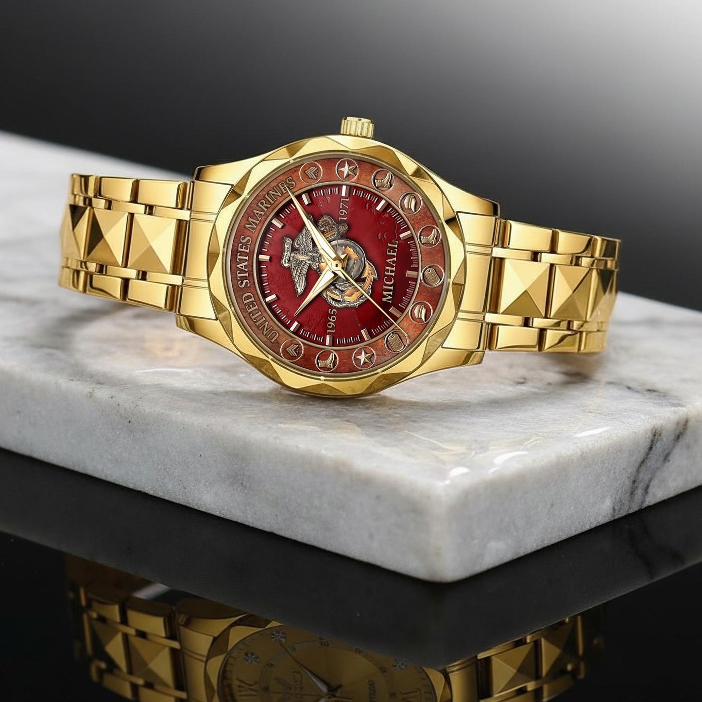 US Marine Corps – Diamond-Cut Bezel Watch – Patriot Guardian Dial