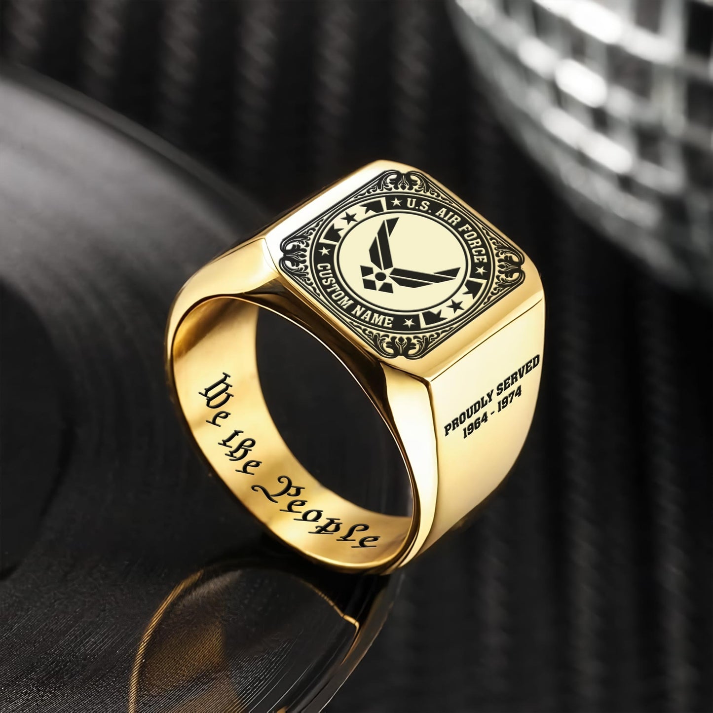 US Air Force – Engraved Men's Ring – Military Honor Seal