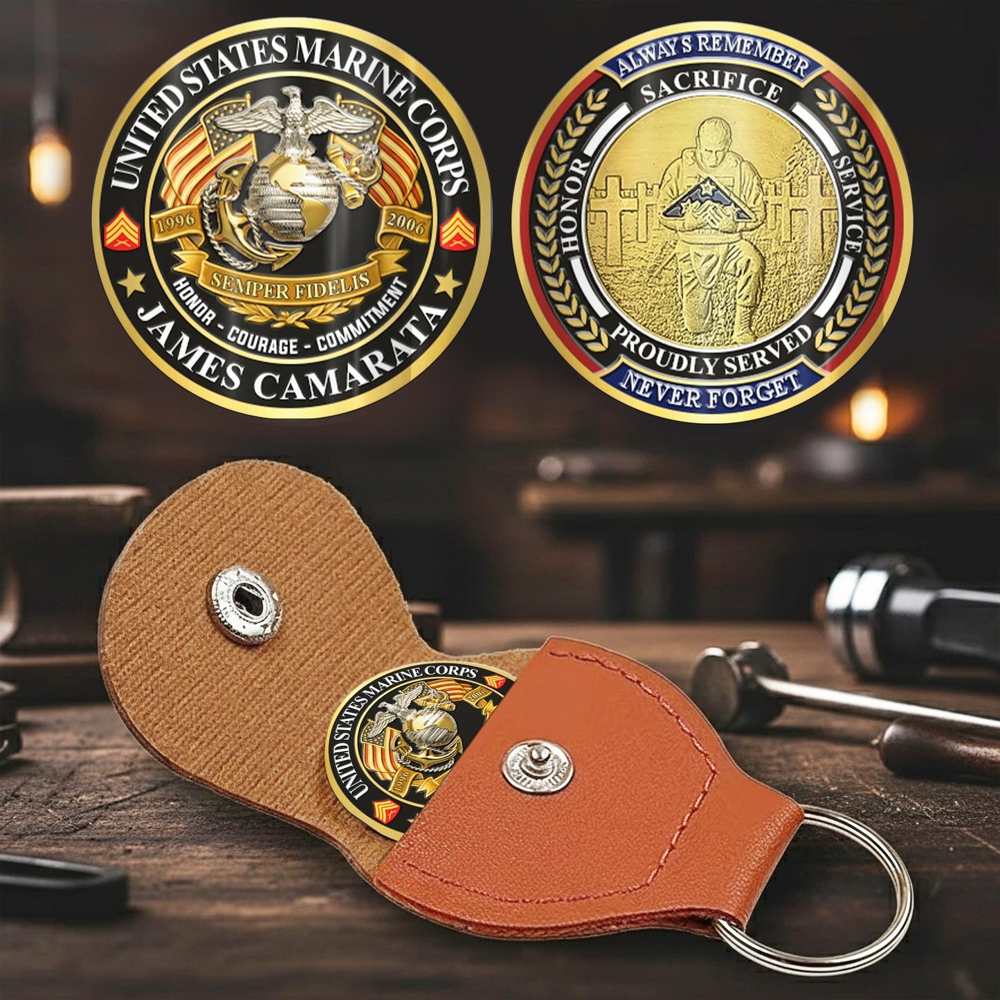 US Marine Corps – Military Printed Challenge Coin – Patriot Gold Seal