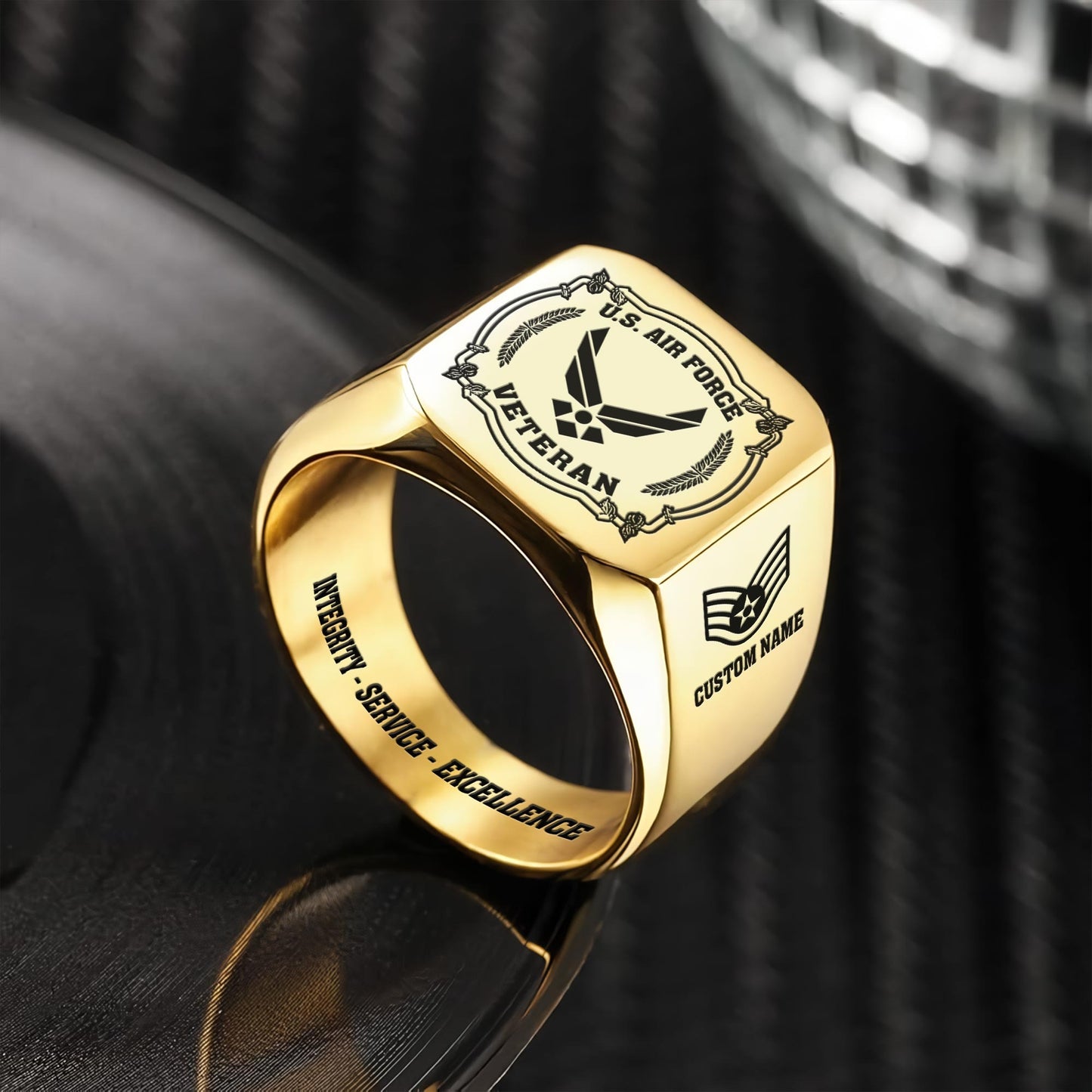 US Air Force – Engraved Men's Ring – Duty Honor Signet