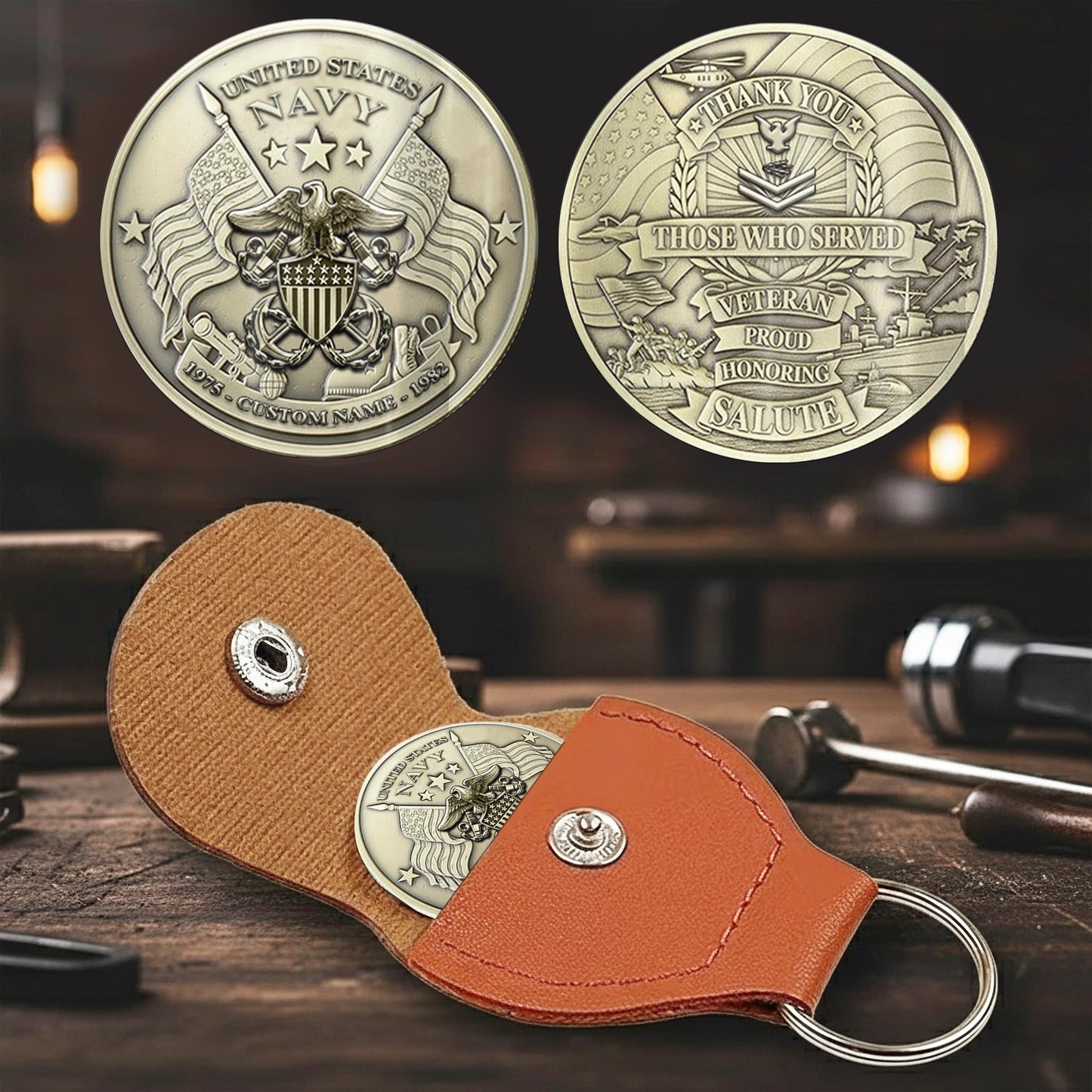 US Navy – Military Printed Challenge Coin – Service Salute Crest