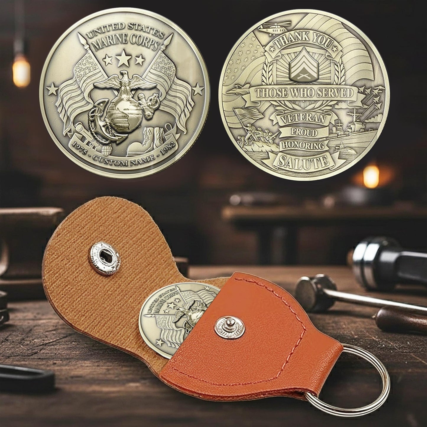 US Marine Corps – Military Printed Challenge Coin – Service Salute Crest