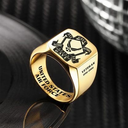 US Air Force – Engraved Men's Ring – Honor Star Crest