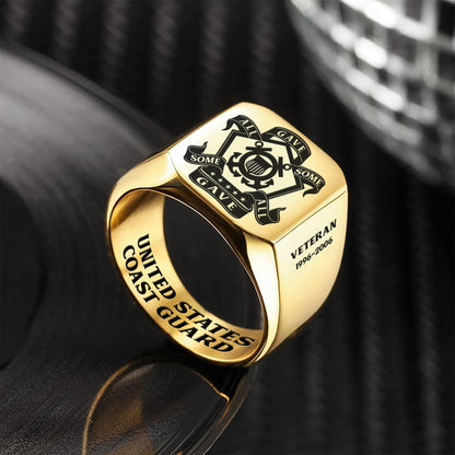 US Coast Guard – Engraved Men's Ring –  Honor Star Crest