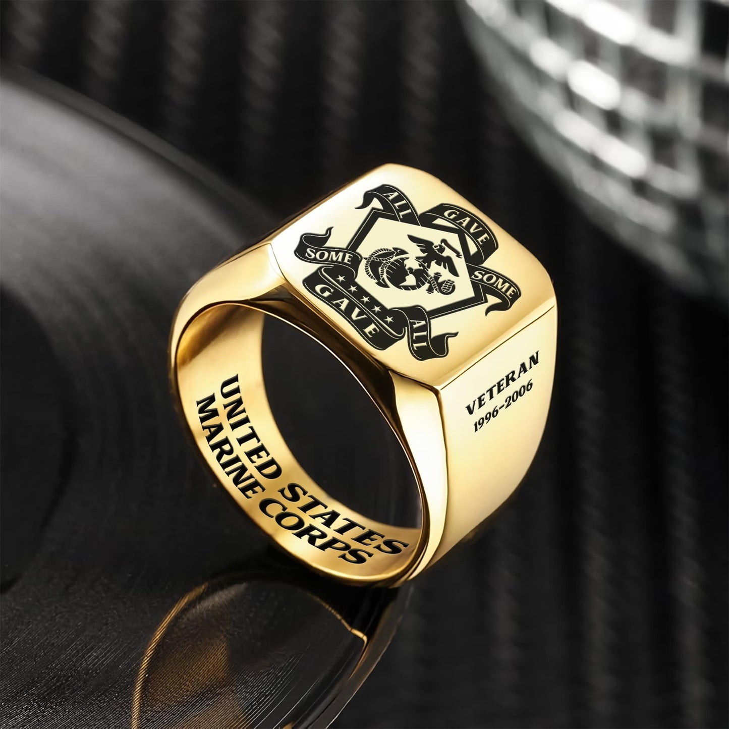 US Marine Corps – Engraved Men's Ring –  Honor Star Crest
