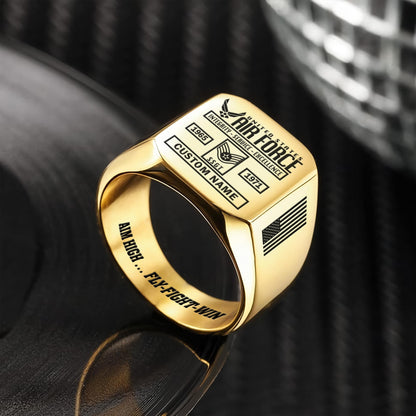 US Air Force – Engraved Men's Ring – Service Record Crest