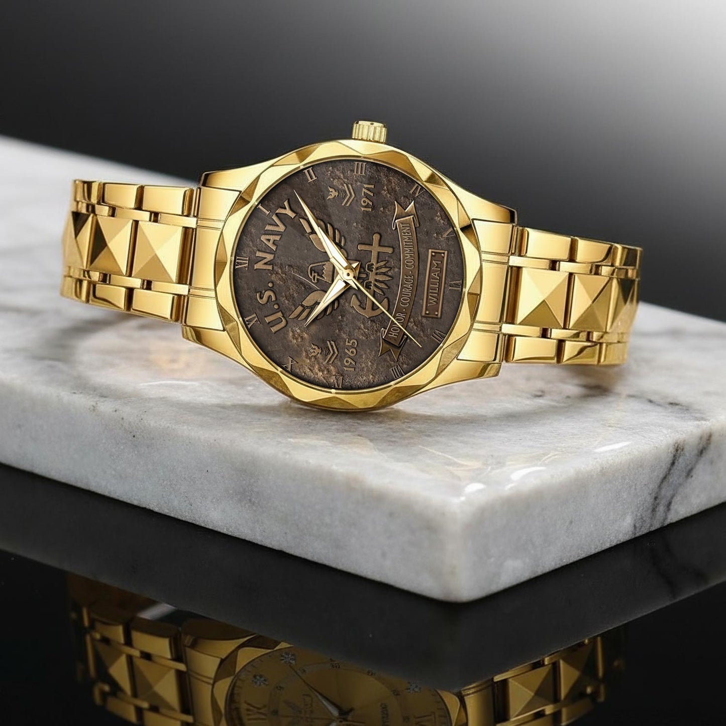 US Navy – Diamond-Cut Bezel Watch – Bronze Legacy Crest