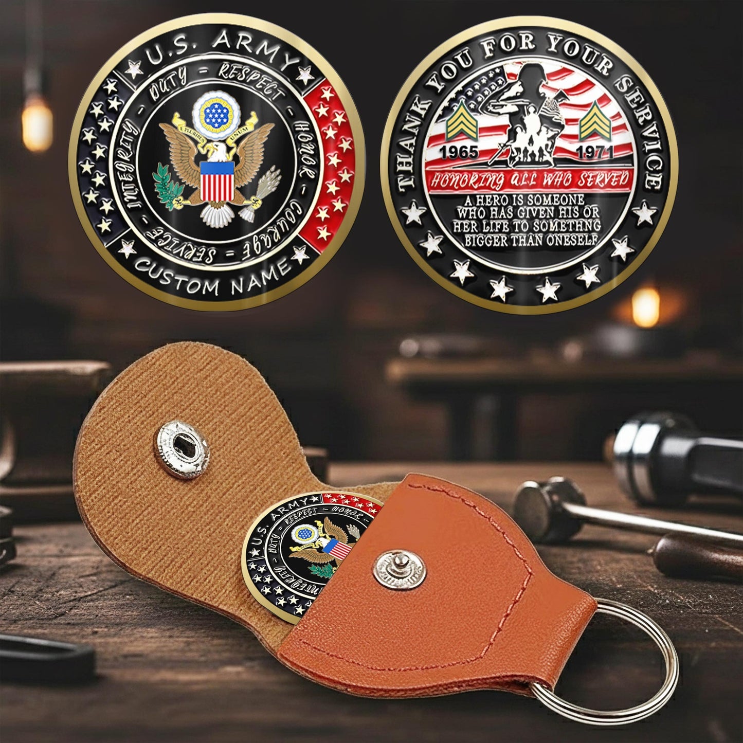 US Army – Military Printed Challenge Coin – Heroic Tribute Crest
