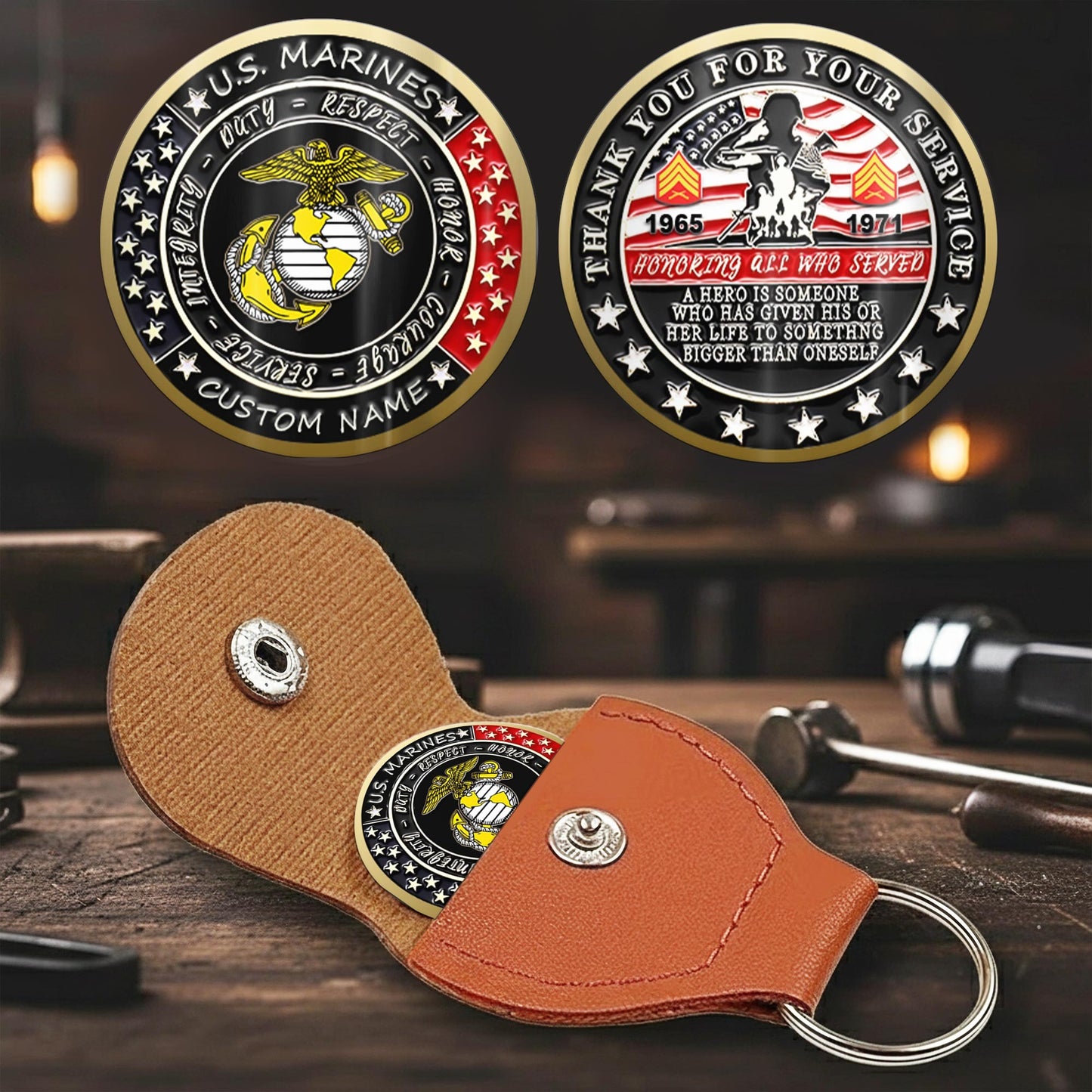 US Marine Corps – Military Printed Challenge Coin – Heroic Tribute Crest