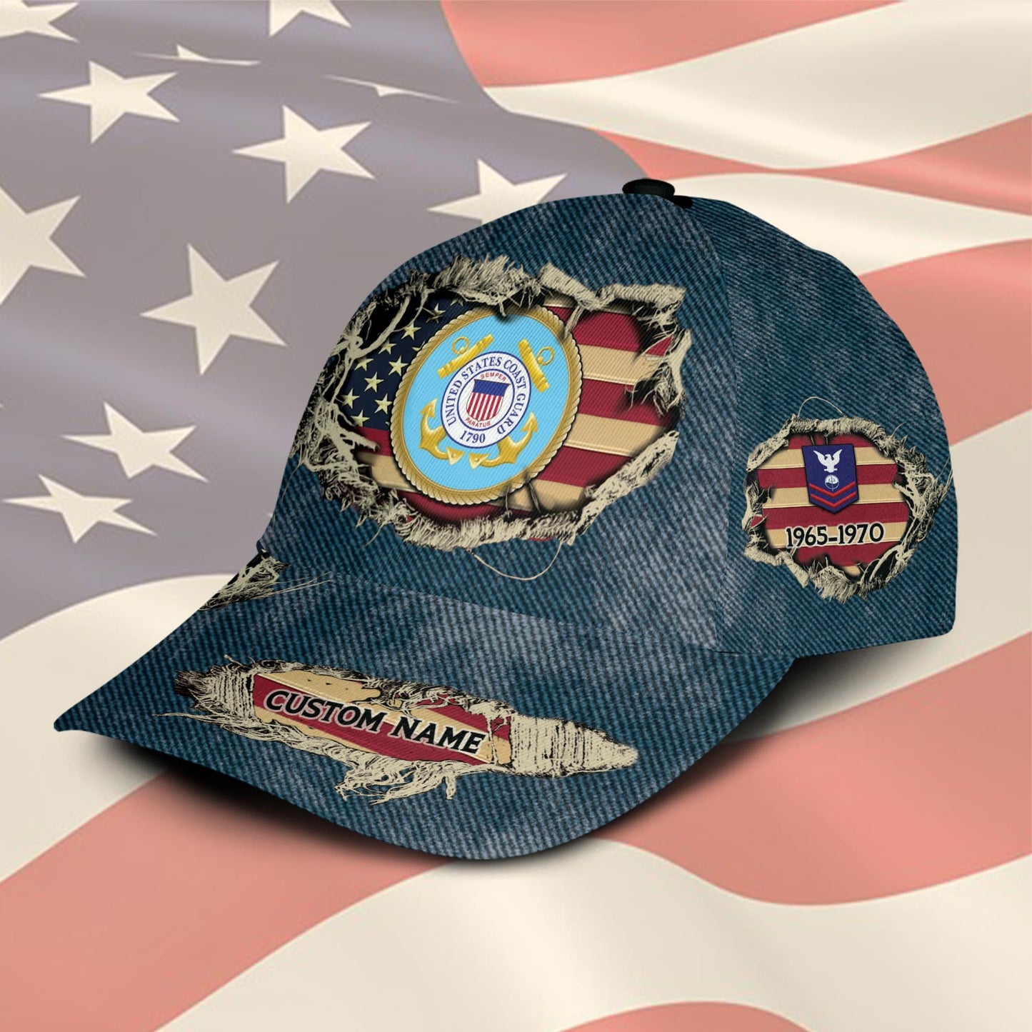 US Coast Guard – Classic Cap – Distressed Denim Print