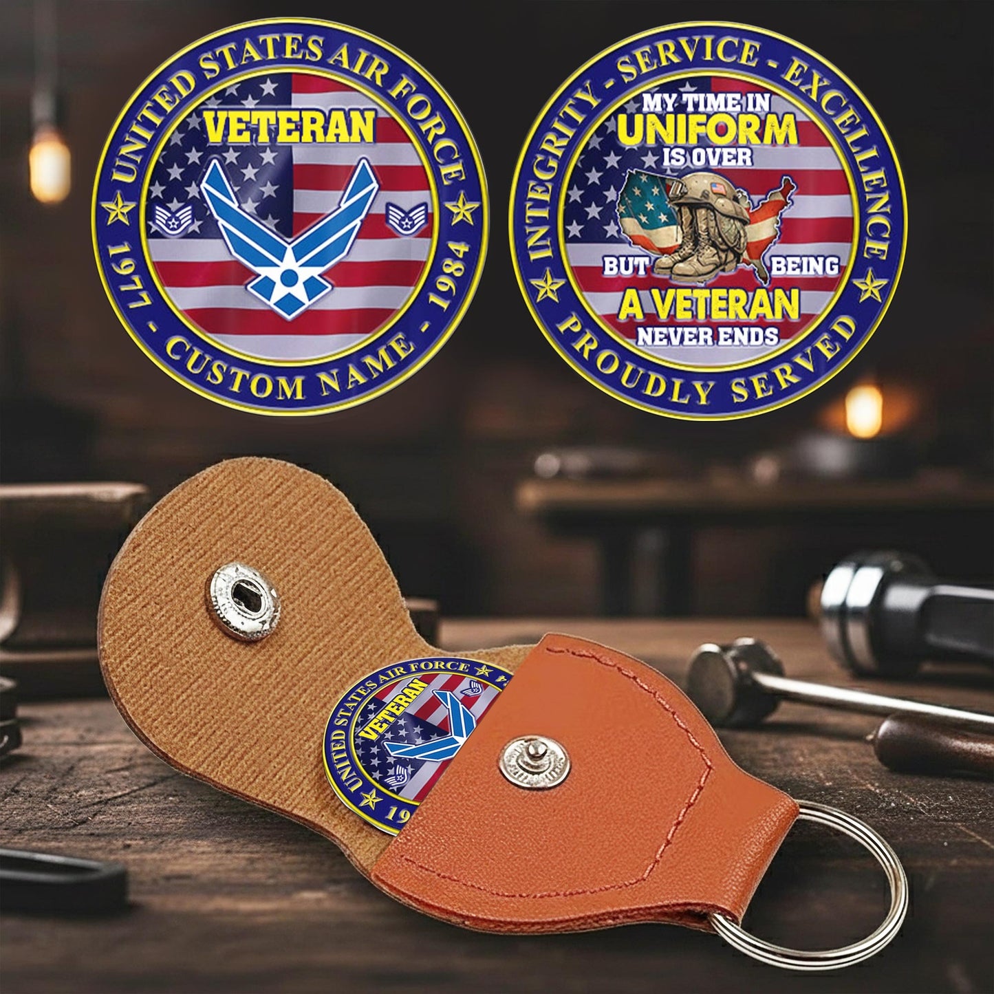 US Air Force – Military Printed Challenge Coin – Patriot Flag Veteran Coin
