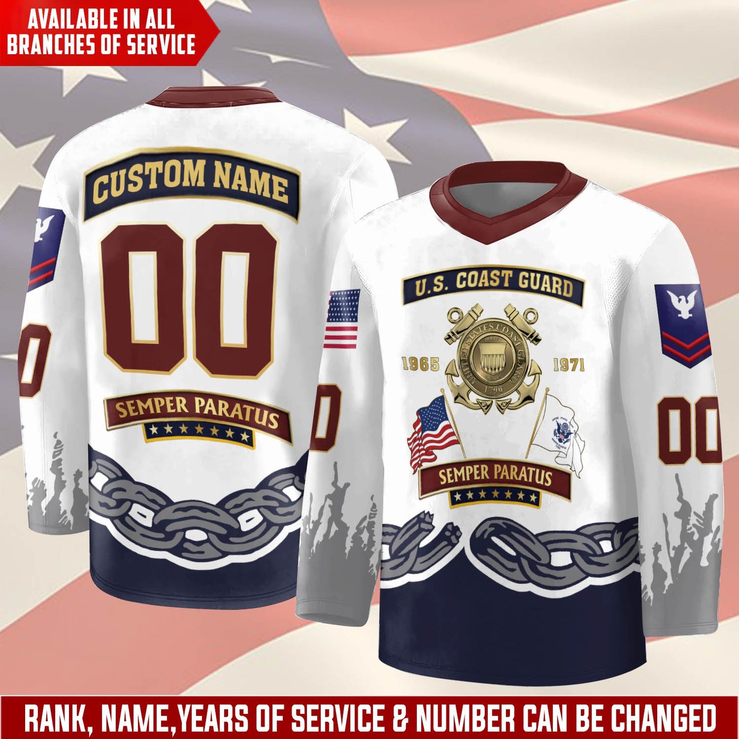 US Coast Guard – Hockey Jersey – Unbreakable Chain Emblem