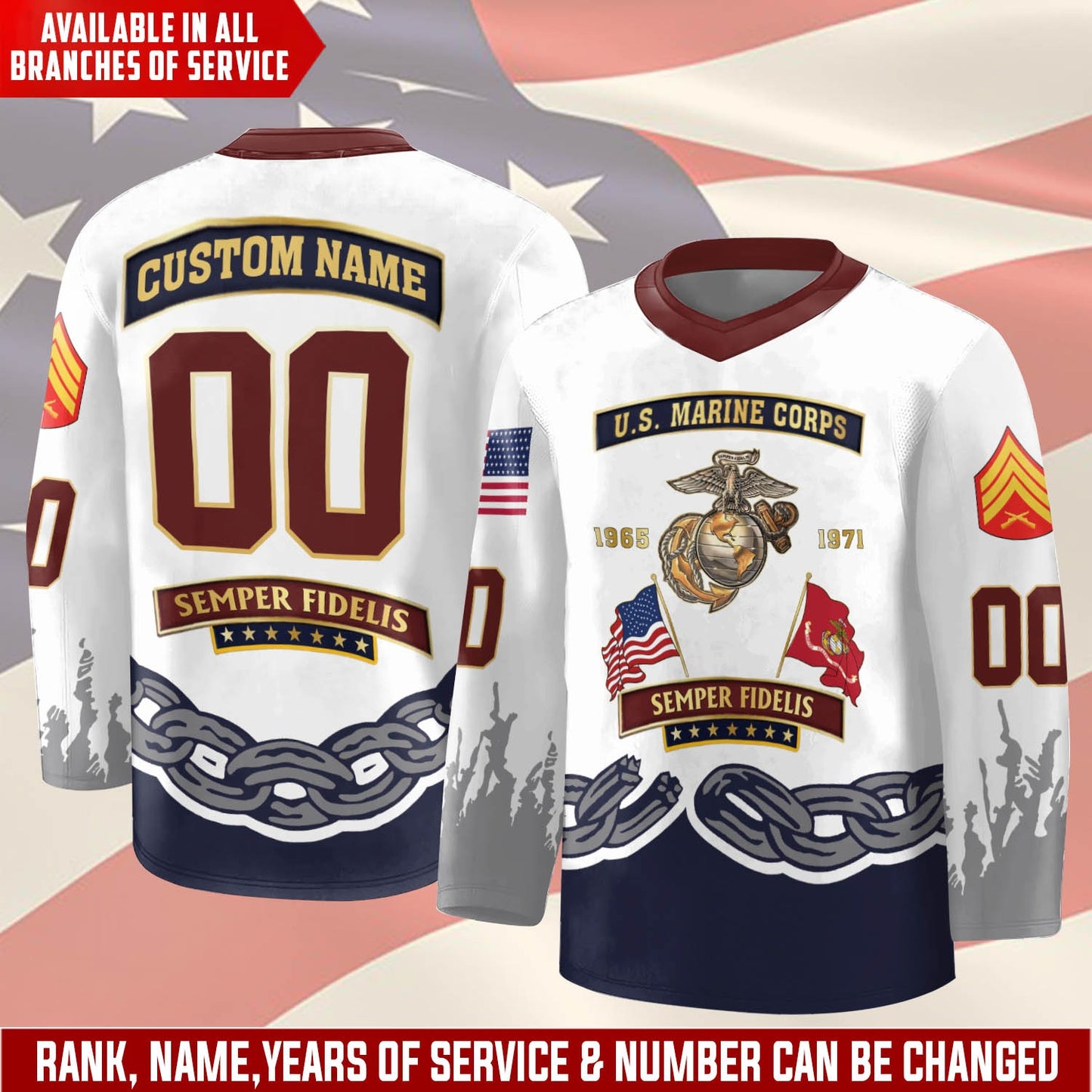 US Marine Corps – Hockey Jersey – Unbreakable Chain Emblem