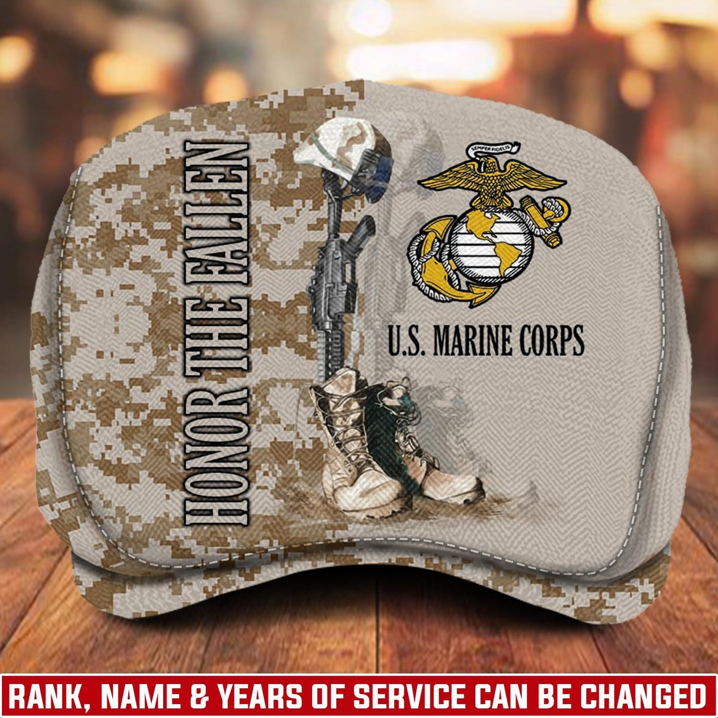 Custom U.S. Marine Corps Jeff Cap – Honor The Fallen Camo Tribute Cap