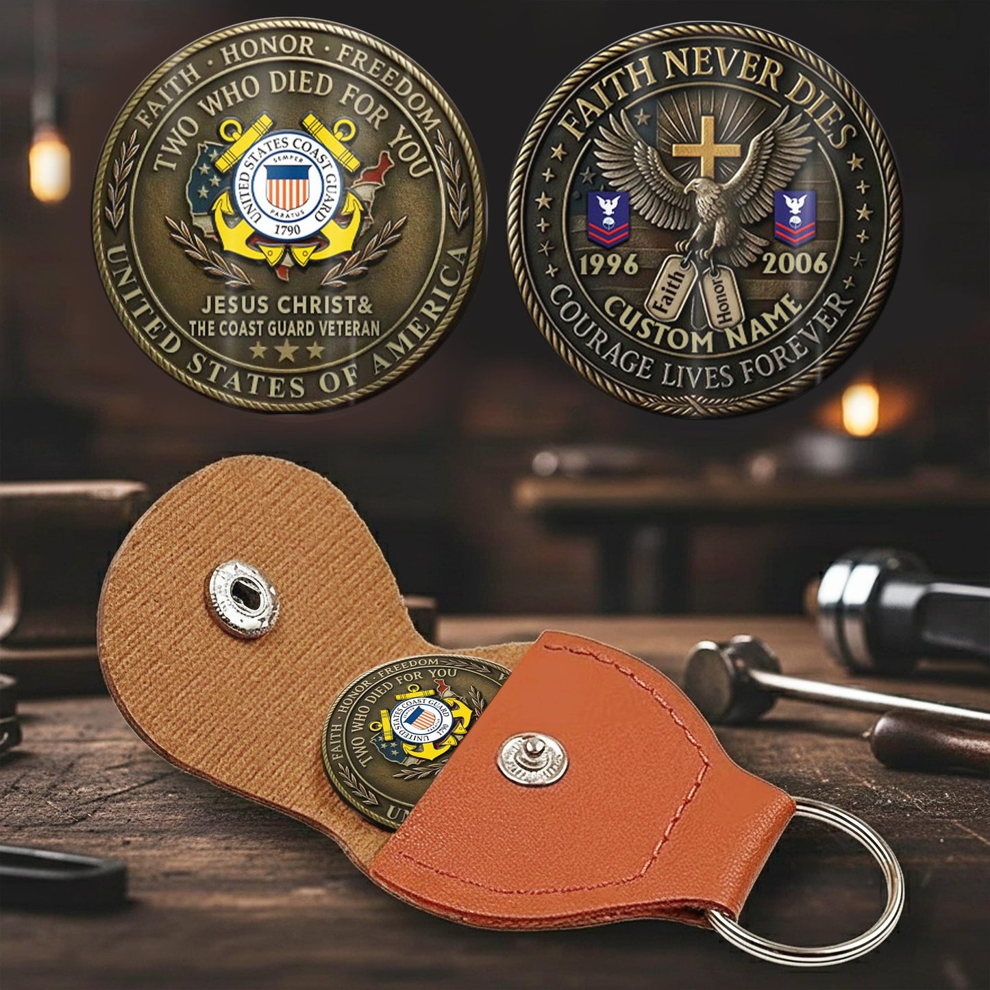 US Coast Guard – Military Printed Challenge Coin – Antique Bronze Memorial Crest