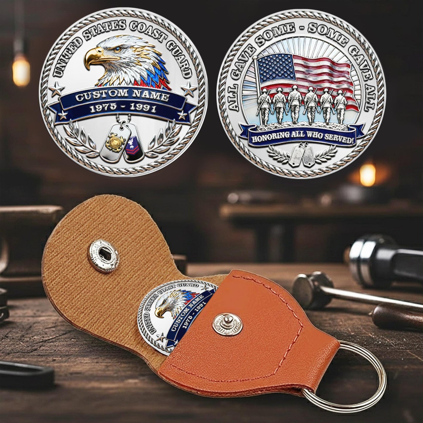 US Coast Guard – Military Printed Challenge Coin –  Silver Eagle Tribute