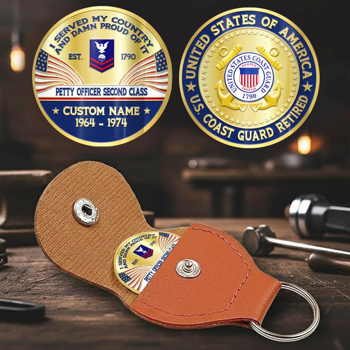 US Coast Guard – Military Printed Challenge Coin – Patriotic Crest Coin