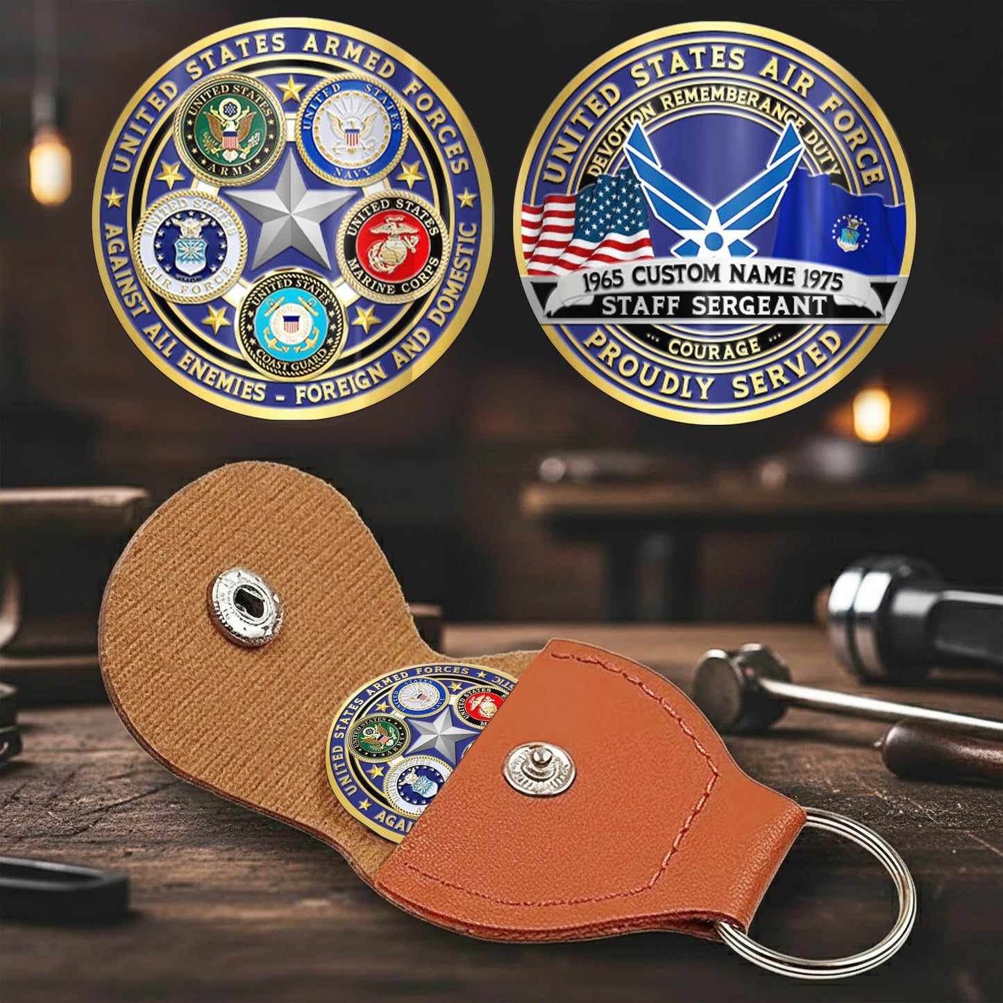 US Air Force – Military Printed Challenge Coin – Five Star Unity Crest