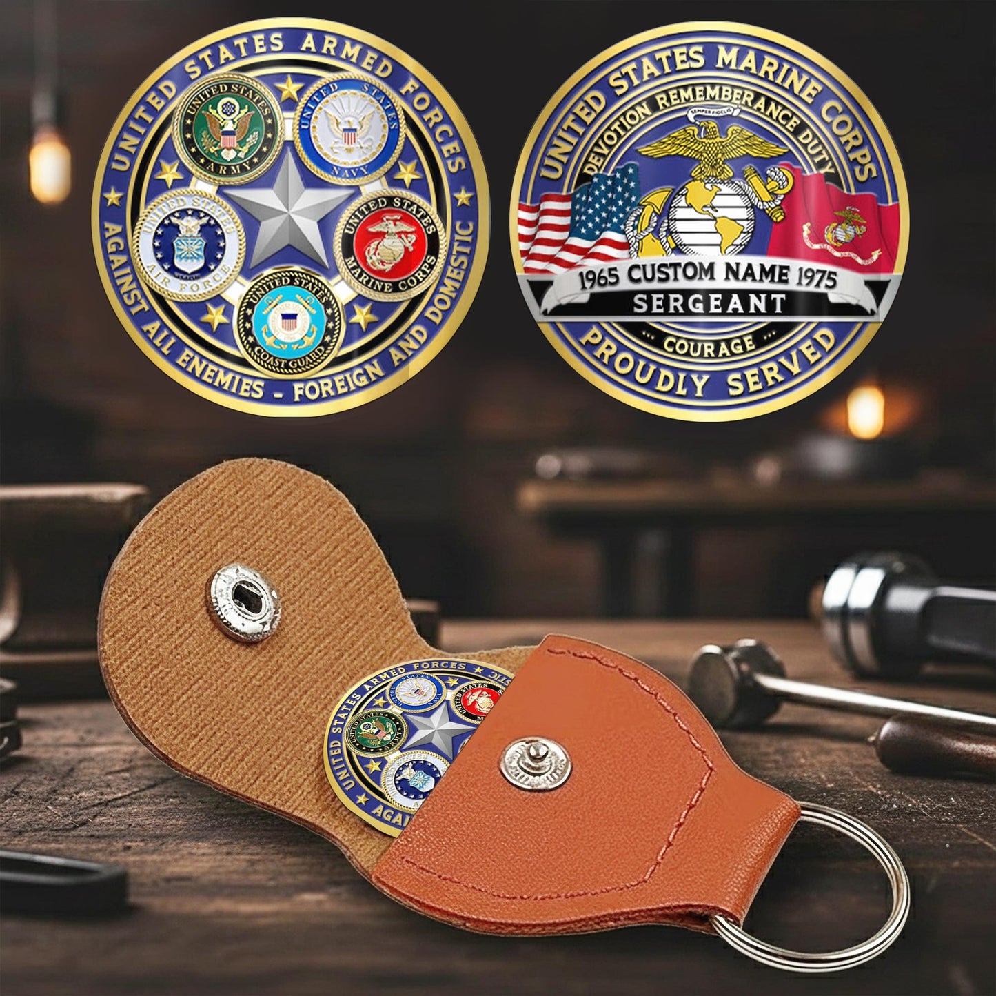 US Marine Corps – Military Printed Challenge Coin – Five Star Unity Crest