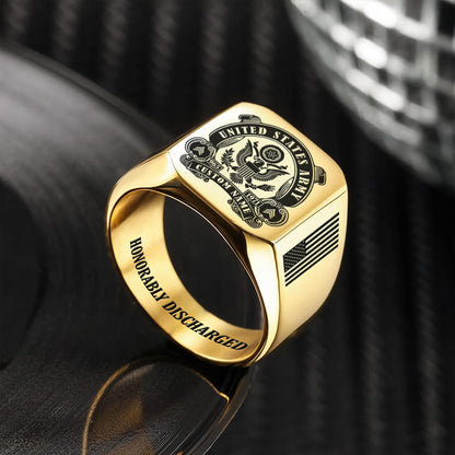 US Army – Engraved Men's Ring – Military Honor Cross Ring