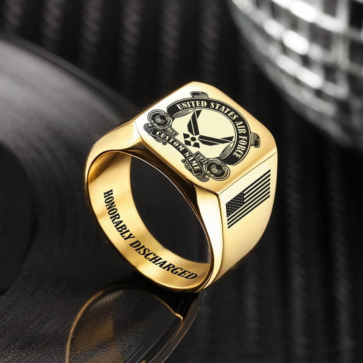 US Air Force – Engraved Men's Ring – Military Honor Cross Ring