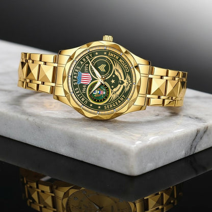 US Army – Diamond-Cut Bezel Watch – Forever Service Crest