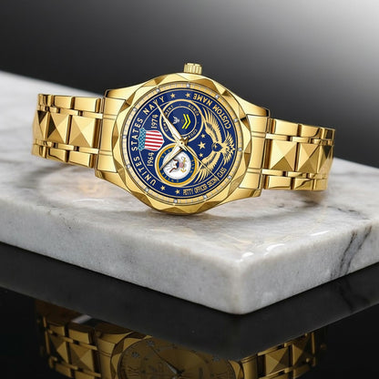 US Navy – Diamond-Cut Bezel Watch – Forever Service Crest