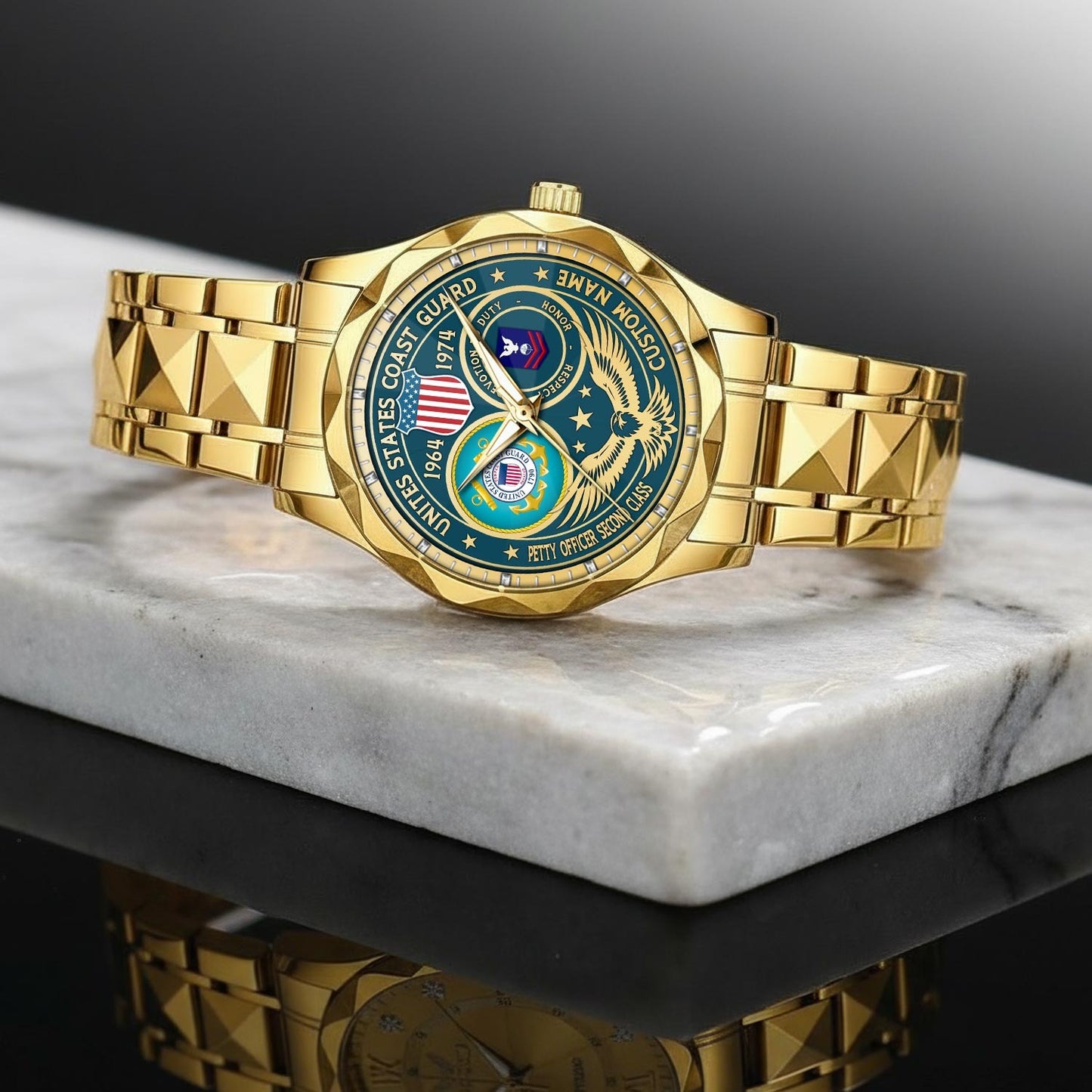 US Coast Guard – Diamond-Cut Bezel Watch – Forever Service Crest
